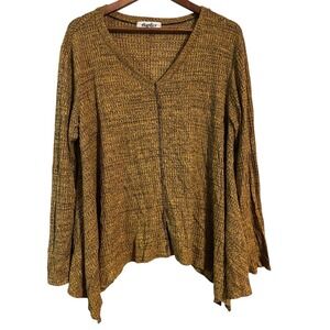 Haptics‎ Tunic Top Womens Long Sleeve V Neck Mustard Yellow Textured
